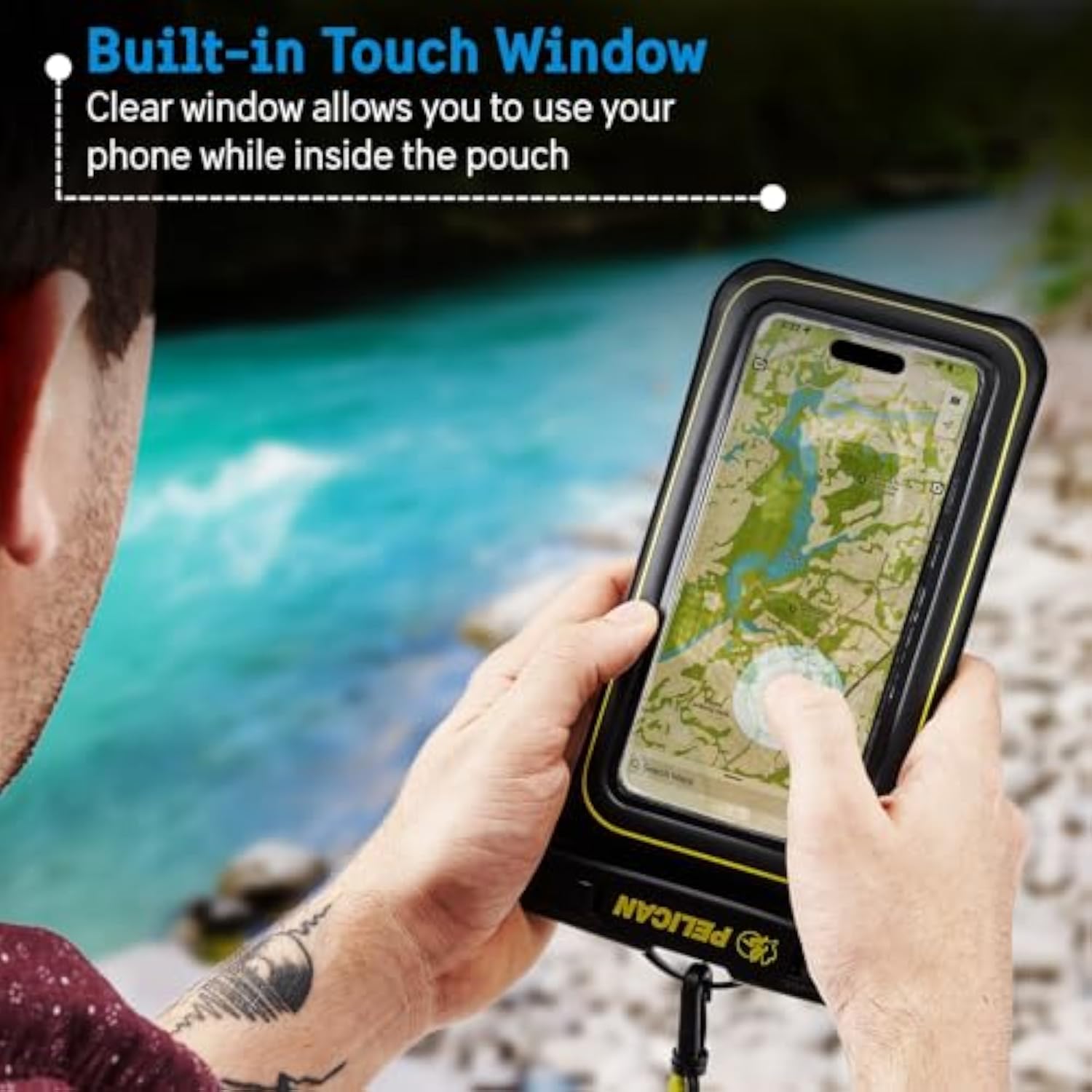 2 Pack Marine Waterproof Phone Pouch (Regular) - Black/Hi-Vis Yellow