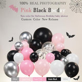 130Pc Halloween Balloon Arch Kit – Pink Black Silver White with Ghost & Hat
