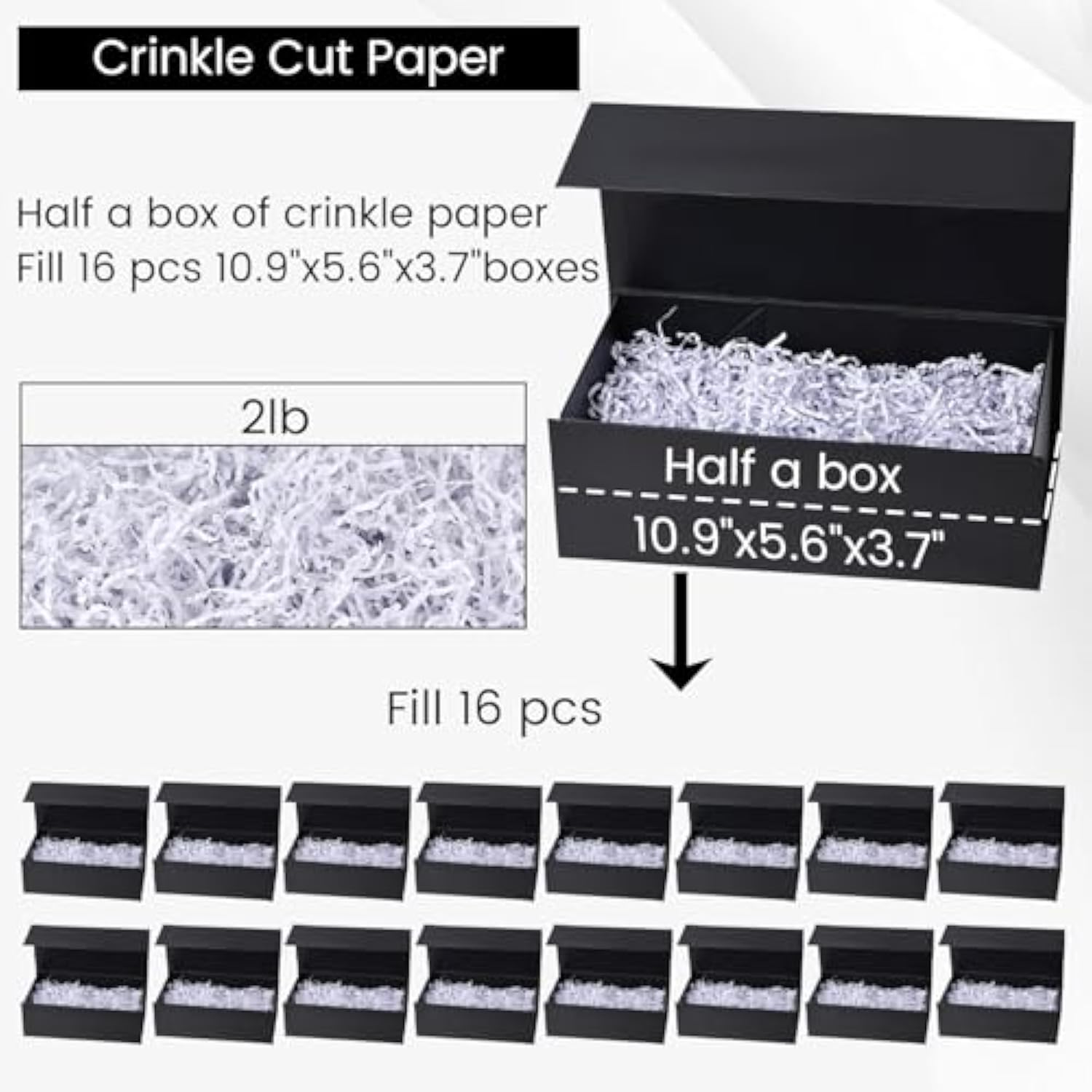 2Lb Crinkle Cut Paper, White Shredded Confetti Paper For Gift Basket Filling Wedding Anniversary Party Gift Box Filler Stuffing