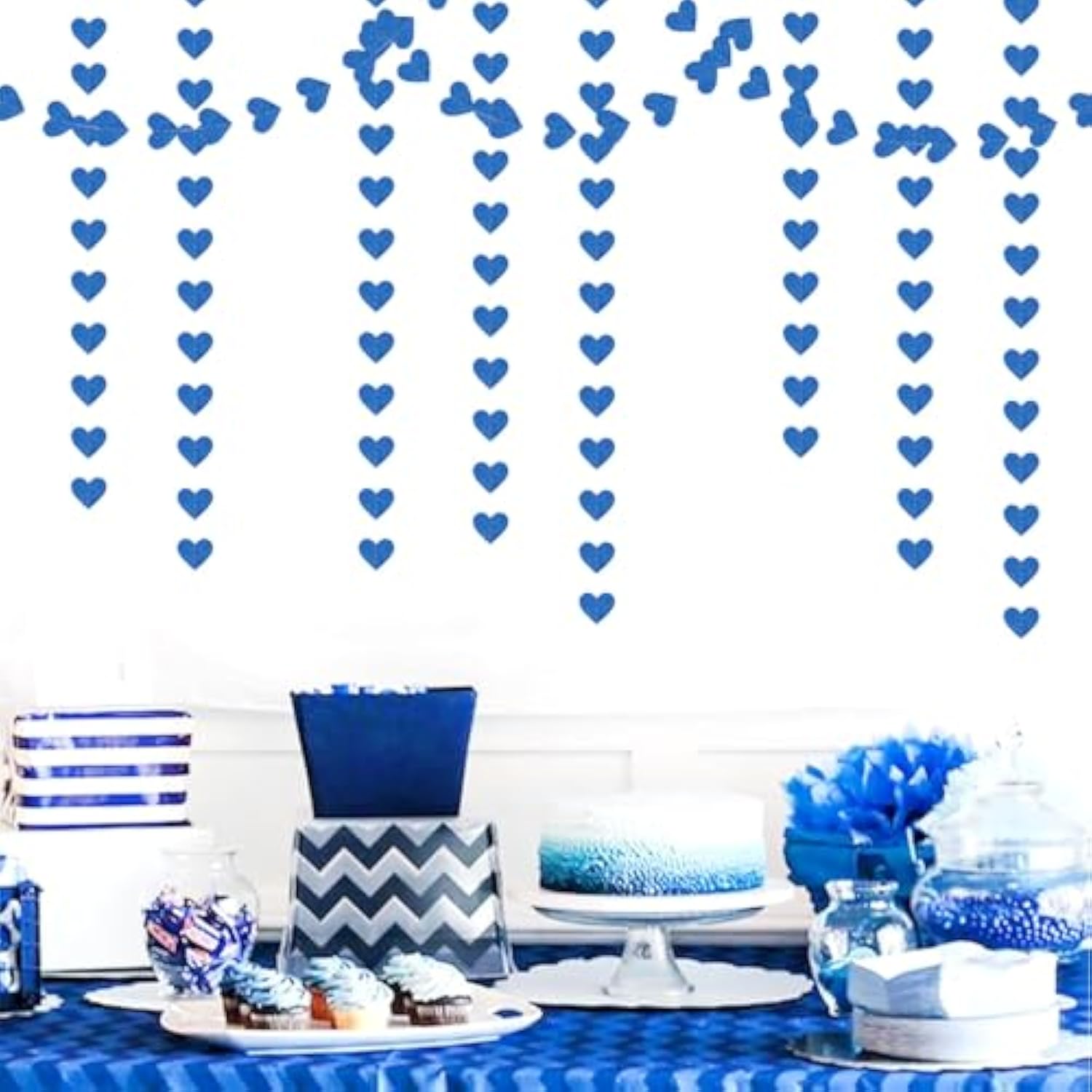 Royal Blue Party-Decoration Heart Garland - 52Ft 21St Birthday Bachelorette Hanging Backdrop Streamers,Graduation Engagement Wedding Christmas Banner Decor Supplies