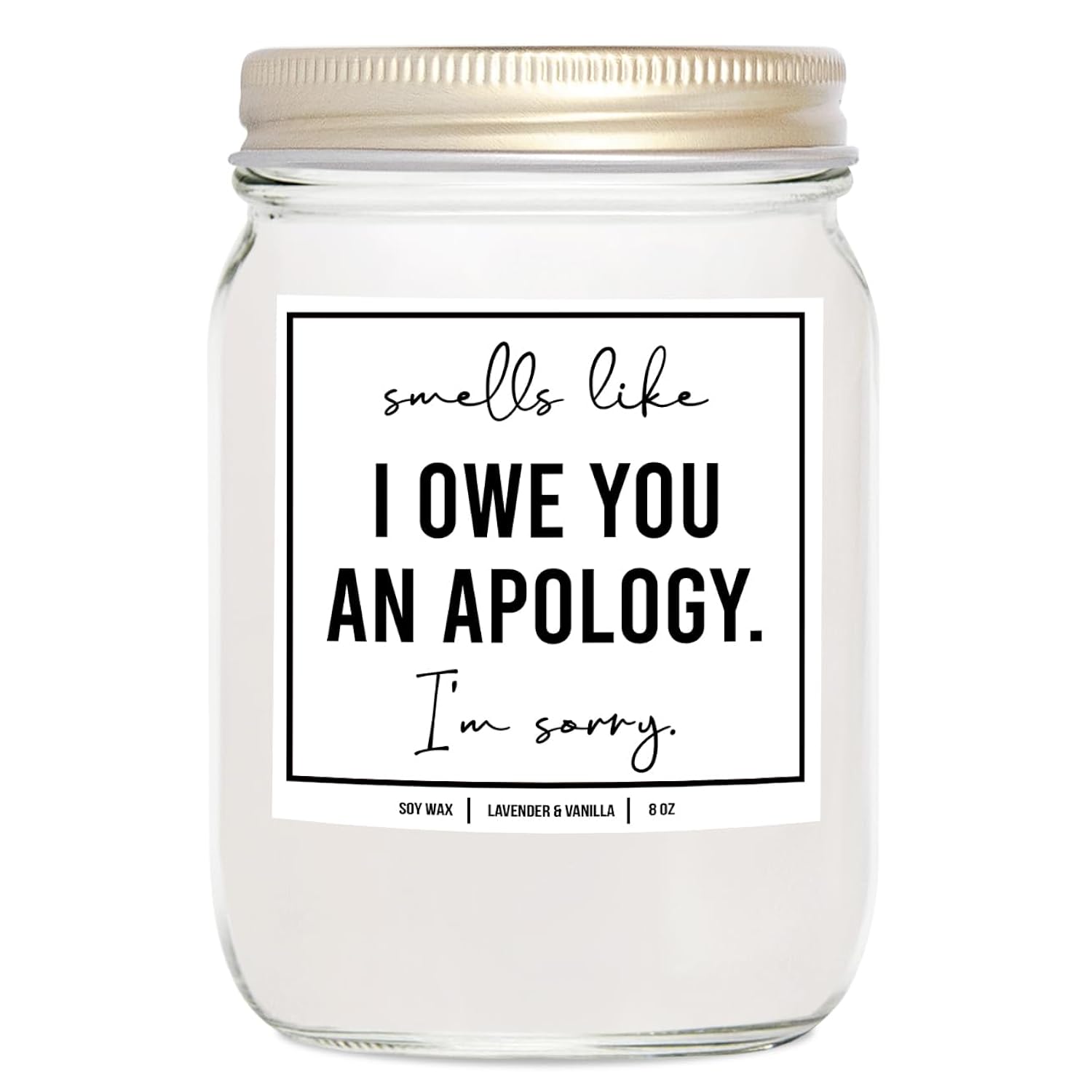 You Nique Designs Apology Gifts 8Oz Candle - Im Sorry For Her, Girlfriend, Wife - Sorry Present, Apology Gift For Him, Men - Unique I'M Sorry Surprise (Lavender & Vanilla)