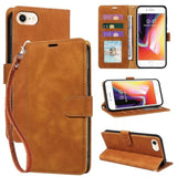 Brown Leather Wallet Case for iPhone SE 2020/2022/6/6S/7/8 with RFID Blocking