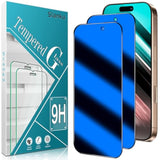 [2 Pack For Iphone 16 Pro Max Privacy Screen Protector Blue, Anti-Spy Temered Glass, Anti Blue Light, Eye Protection, Easy Installation
