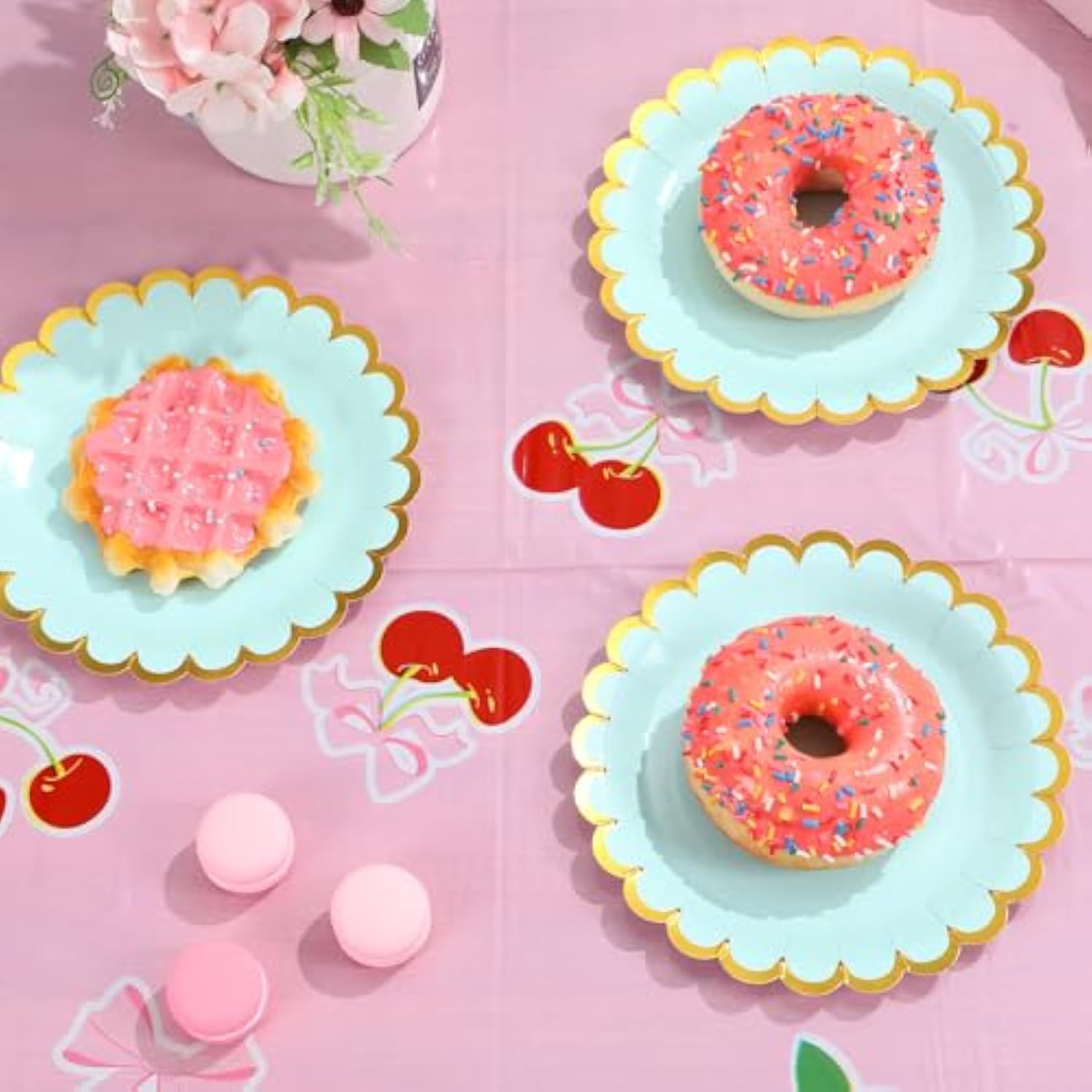 3 Pcs Cherry Bow Table Cloth Red Cherries Table Cover Pink Bow Tablecloth Disposable Plastic She'S The Cherry On Top Tablecover For Bachelorette Baby Shower Bridal Birthday Party Decor Supplies