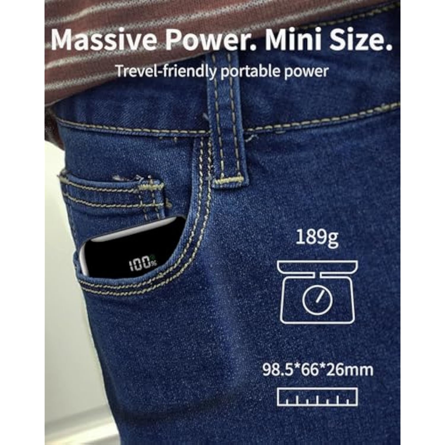 5V 2A Power Bank For Heated Vest, Jacket, Stadium Seats, Chair Battery Pack, 10000Mah Packet Size Led Display Portable Charge For Heated Clothing, Usb Heated Blanket, Coat