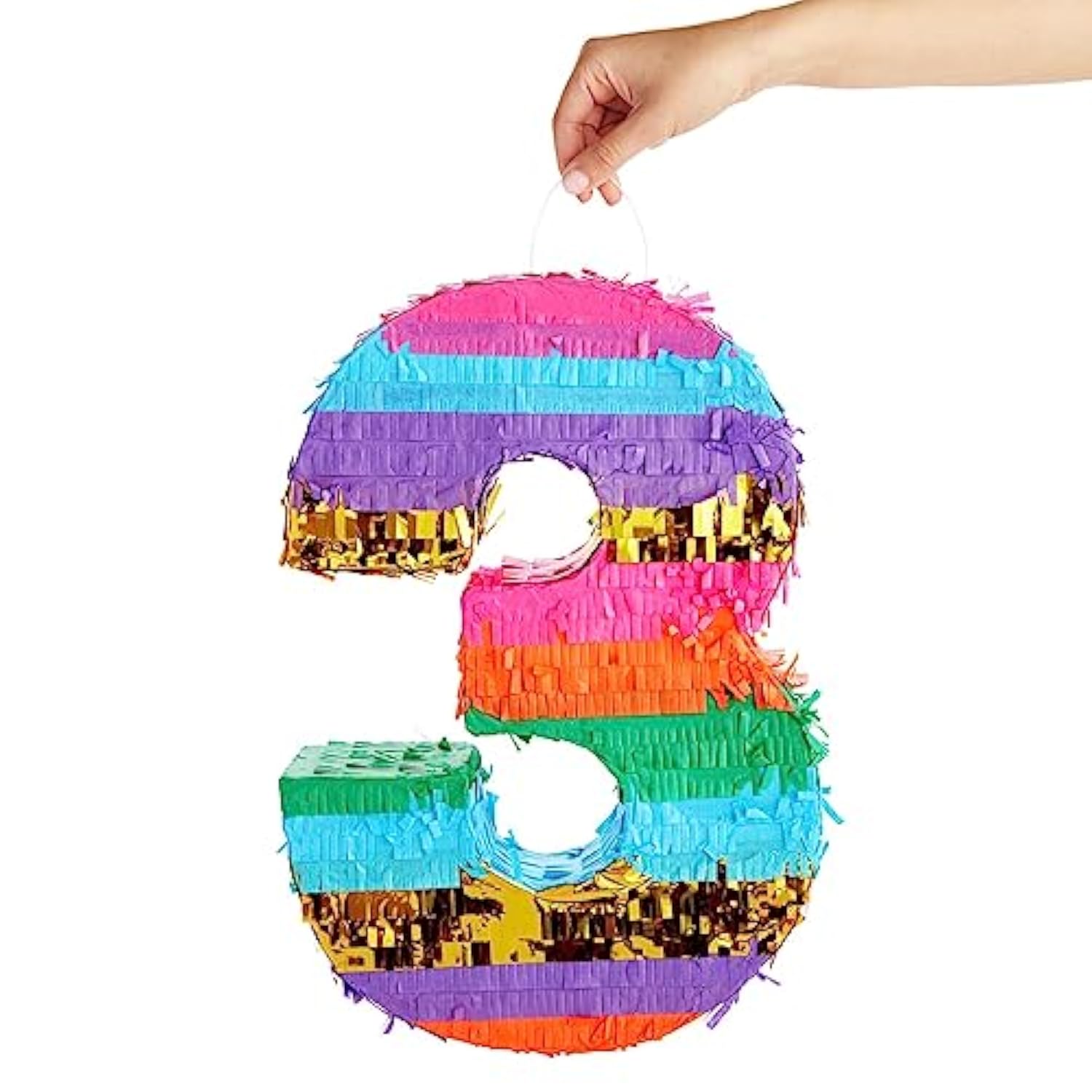 Rainbow Number 3 Pinata: 3rd Birthday Party Decoration