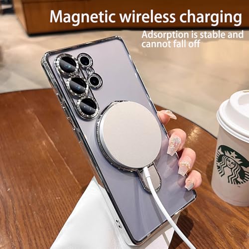 Clear for  Galaxy S26 Ultra Case Magnetic Invisible Stand Built-in Camera Lens Protector Compatible with MagSafe Case Cover for Galaxy S26