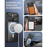 Magnetic For Iphone 15 Pro Max Case, Ip68 Waterproof Dustproof Case, [Compatible With Magsafe] [Built-In Screen Protector] Full Body Heavy Duty Rugged Phone Cover 6.7 Inch, Black/Clear