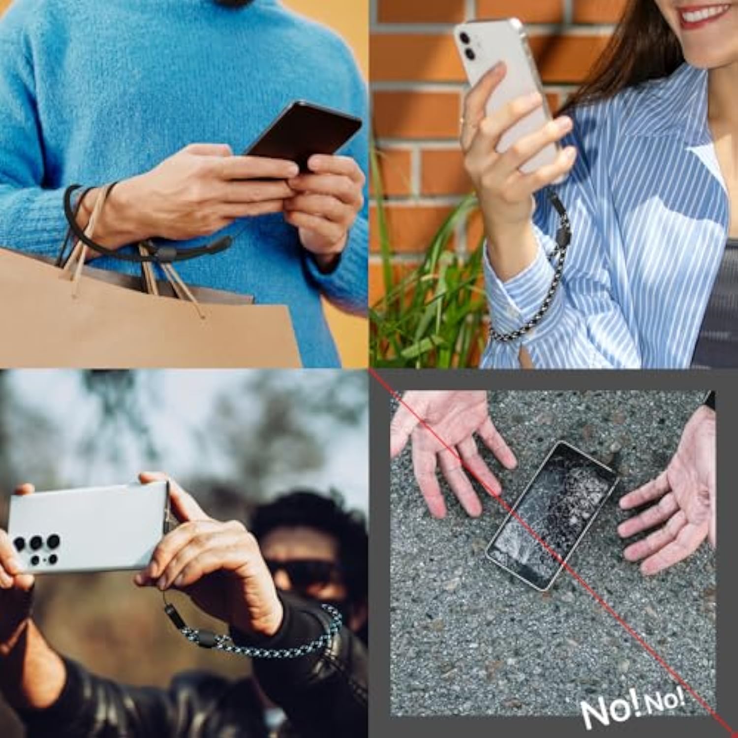 5-Pack Adjustable Cell Phone Lanyard Wrist Strap with Tether Tab