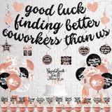 Coworker Farewell Decorations, Rose Gold Good Luck Finding Better Coworkers Than Us Banner Cake Toppers Balloons Hanging Swirls, Pink Going Away/Goodbye/Leaving Party Supplies For Job Change