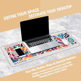Abstract Floral Aesthetic Large Mouse Pad Matisse Boho Desk Mats, Pink Long Laptop Keyboard Mat Cute Gaming Desktop Mats For Desk Flroal Decor For Office Women 31.5X11.8
