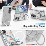 For Samsung Galaxy Z Fold 7 Case With Ring Holder Stand, Z Fold7 Magnetic Case Compatible Magsafe Accessories Screen Protector Hinge Cover Full-Body Slim Phone Case For Z Fold 7 Clear