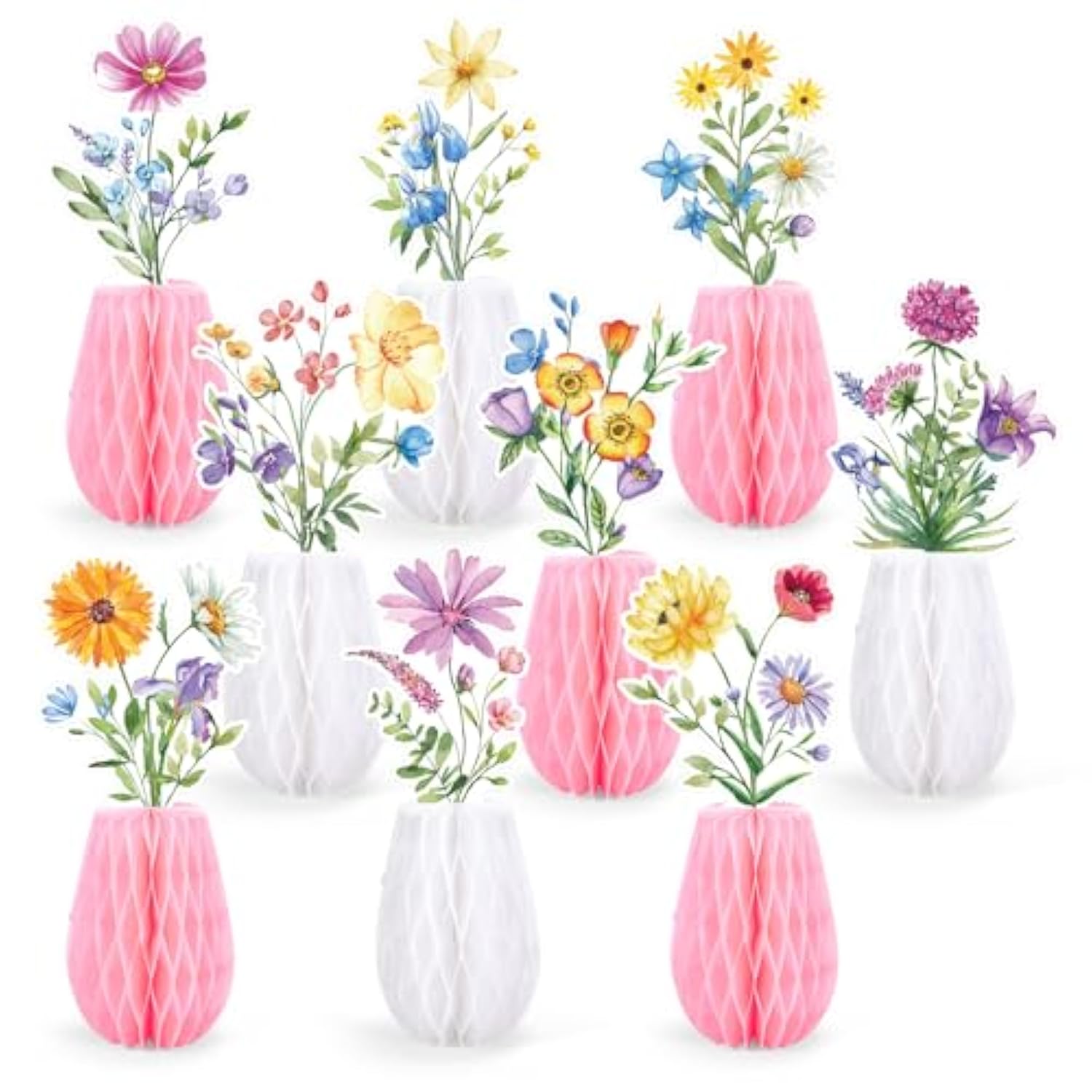 Wildflowers Honeycomb Centerpieces Table Toppers Spring Table Party Decorations For Wedding Little Wildflowers Baby Shower Bridal Shower Party Supplies, 9 Pcs