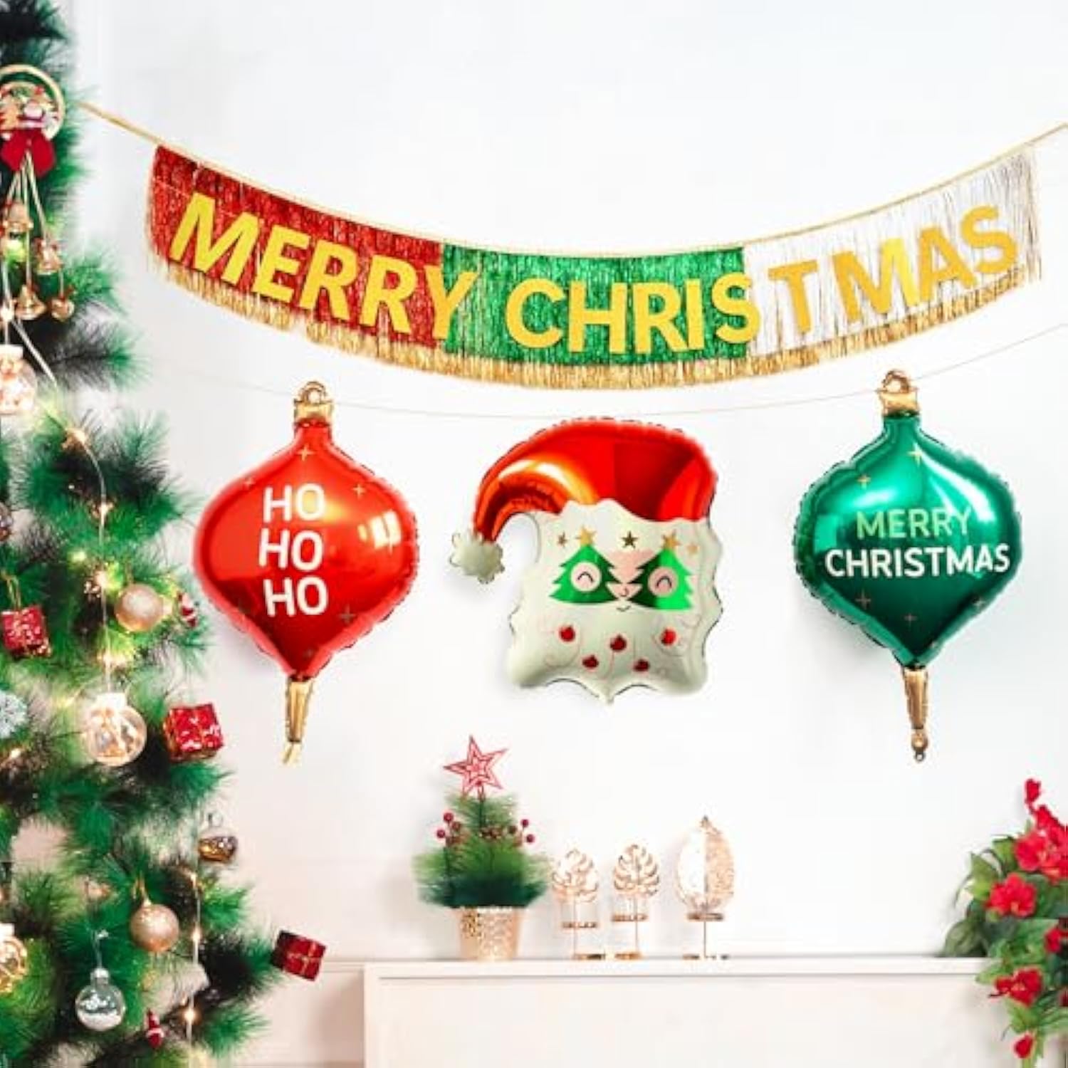 Merry Christmas Banner | Christmas Banner With Foil Fringe Tinsel Curtains 6 Feet | Christmas Party Banner For Xmas Party Supplier | Xmas Indoor Hanging For Party Decorations