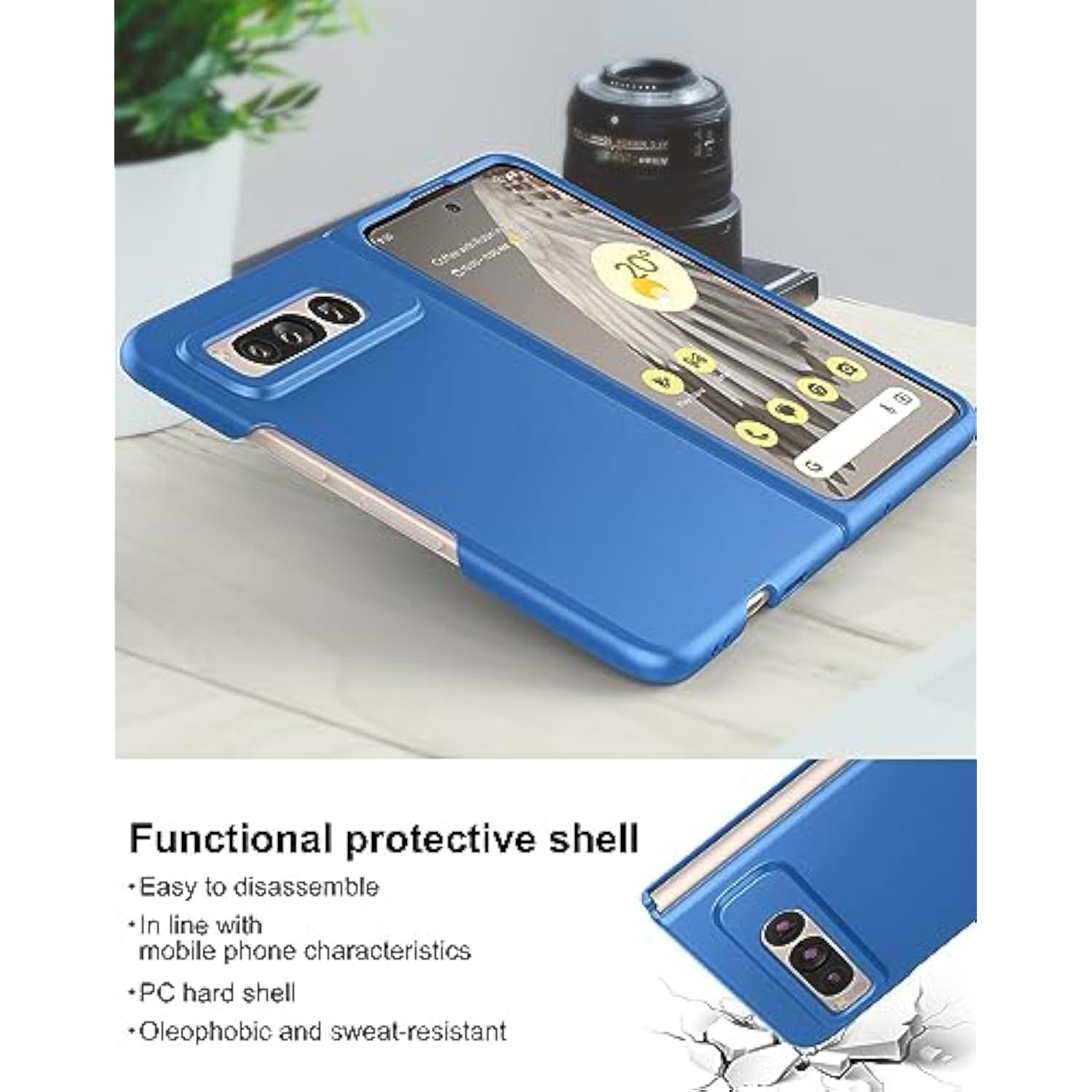 Google Pixel Fold 2023 Case, Ultra Thin Slim Fit Matte Pc Protective Cover With Non-Slip Grip, Blue