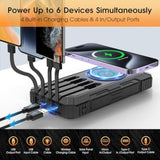 Solar Charger 49800Mah Power Bank - Wireless Portable Phone Charger With 4 Built-In Cable,22.5W Fast Charging Battery Pack Usb C In/Output For All Cell Phone Iphone,Galaxy,Android,Etc(Black)