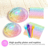 96 Pcs Rainbow Party Decorations Iridescent Rainbow Plates Party Supplies Disposable Pastel Paper Plates And Napkins For Girls Birthday Wedding Baby Shower Serves 24
