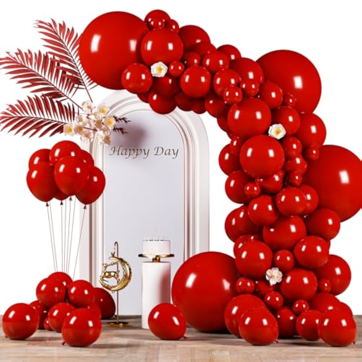 130Pcs Ruby Red Balloons Different Sizes 18" 12" 10" 5" Dark Red Latex Balloon Garland Arch Kit For Birthday Baby Shower Graduation Wedding Valentine'S Day Christmas Party Decorations
