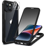 For Iphone 14 Case/Iphone 13 Case, Privacy Phone Cover With Built-In Anti Peep Tempered Glass Privacy Screen Protector And Camera Lens Protective Full Body Shockproof Clear Bumper - Black