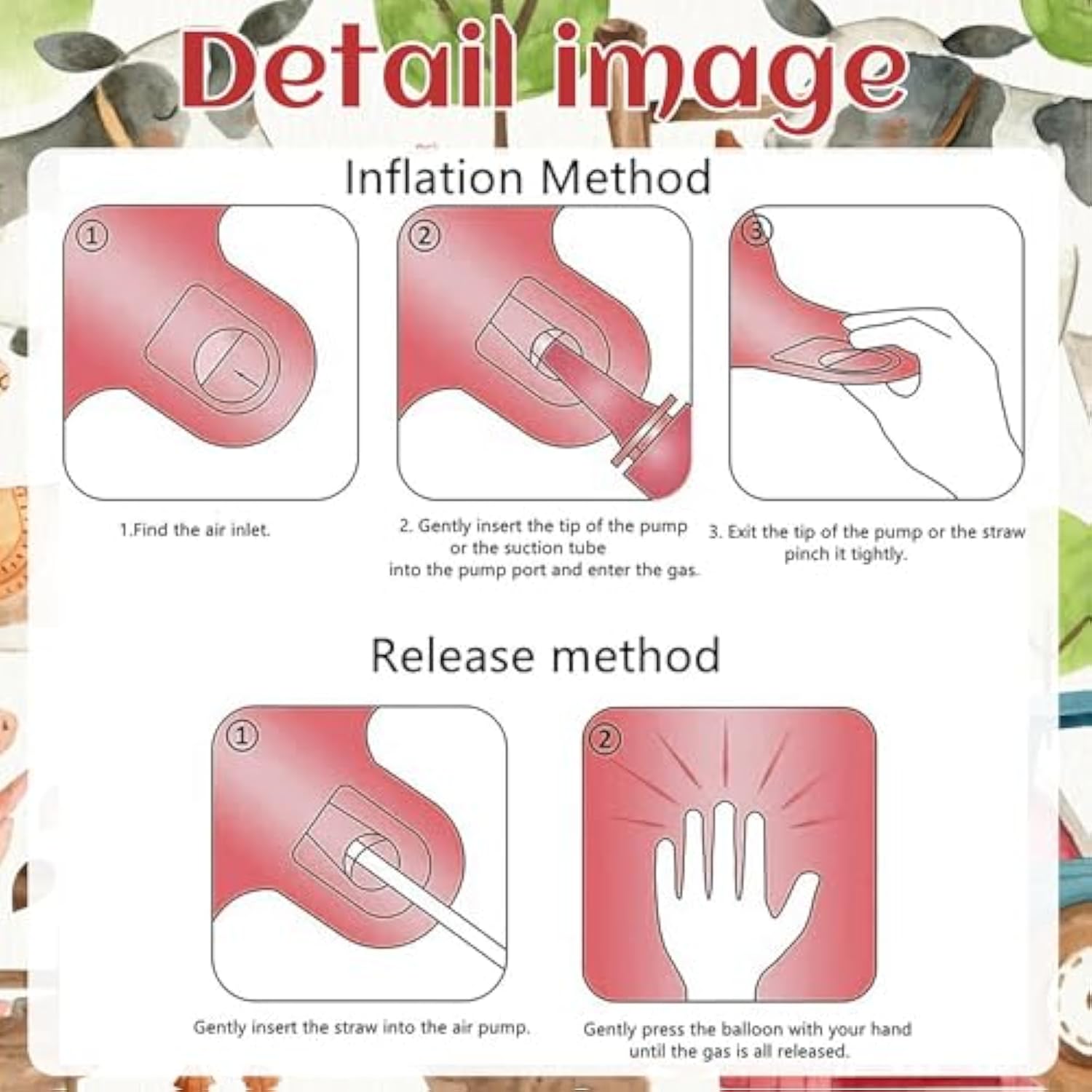 Farm Birthday Party Supplies 1 Year Old Farm Balloons Set Includes Round Farm Animal Letter Number 1 Foil Latex Balloons, Suitable For Farm Birthday Party