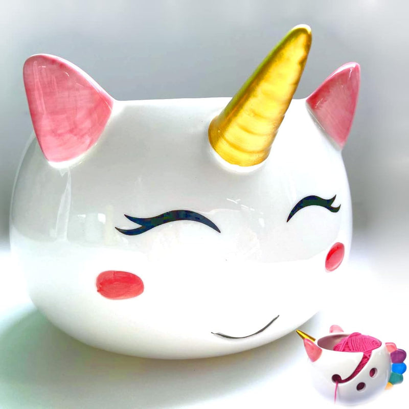 Unicorn Yarn Bowl For Knitting - Ceramic Knitting Bowl Extra Large 8.5”- Ceram