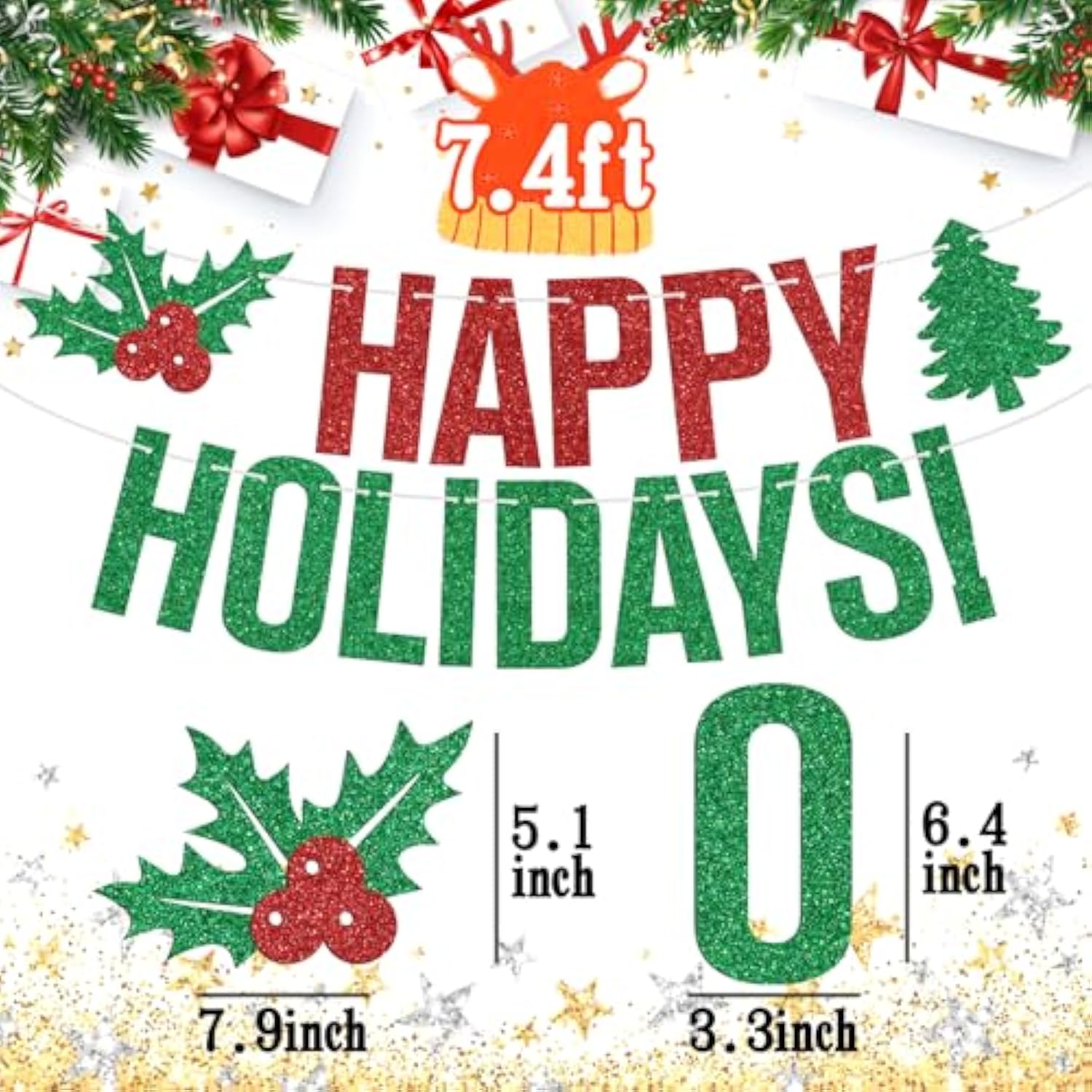 Happy Holidays Banner Merry Christmas New Year Party Decoration Indoor Decor
