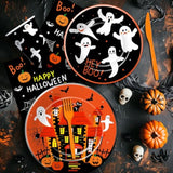 Halloween Party Tableware for Kids Birthday Baby Shower Pumpkin Ghost Plates Napkins Cups