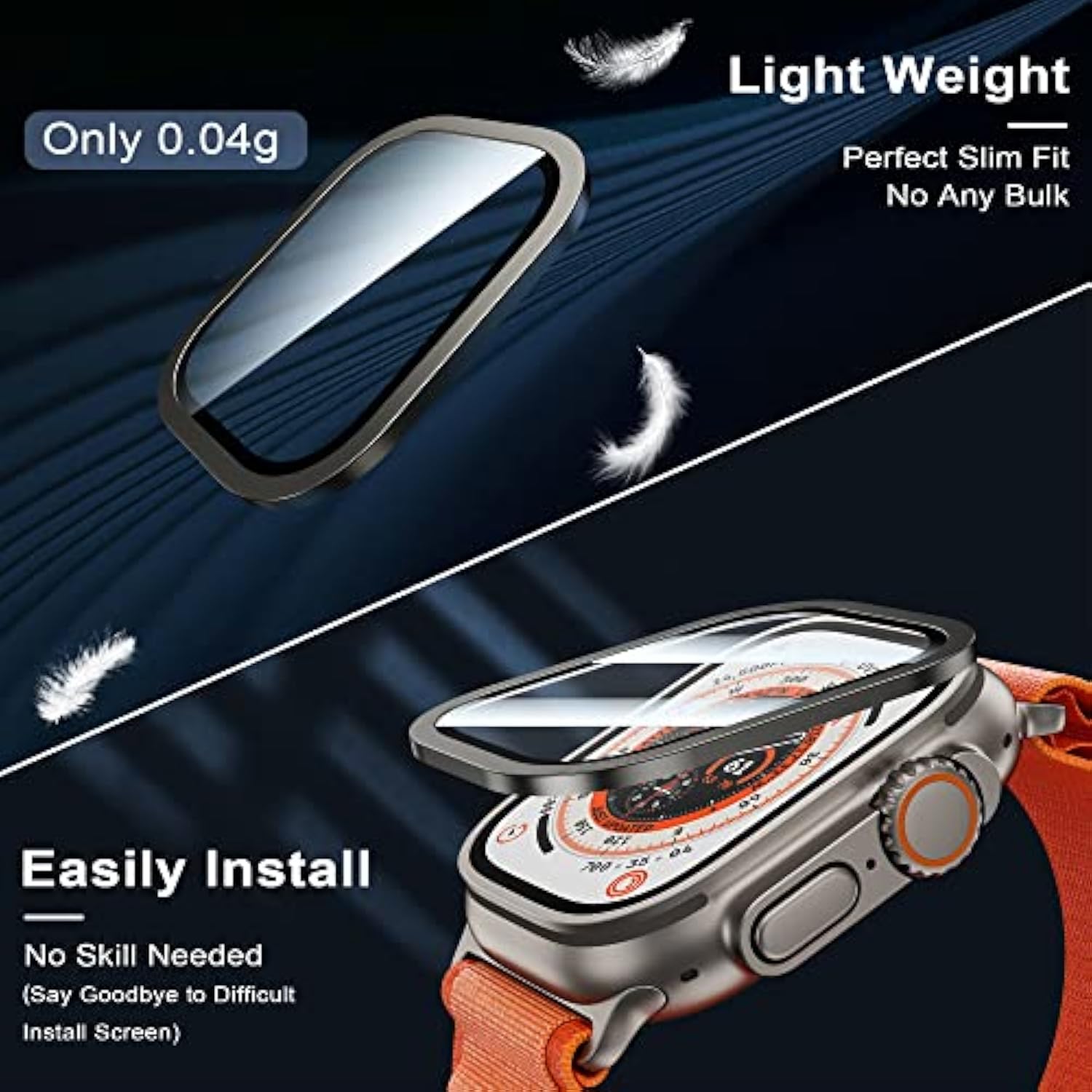 For Watch Ultra 2/Ultra Screen Protector 49Mm,9H Tempered Glass + Titanium Alloy Frame, [Keep Original] [Touch Sensitive] Lightweight Protective Film Iwatch 2 Pack,Original