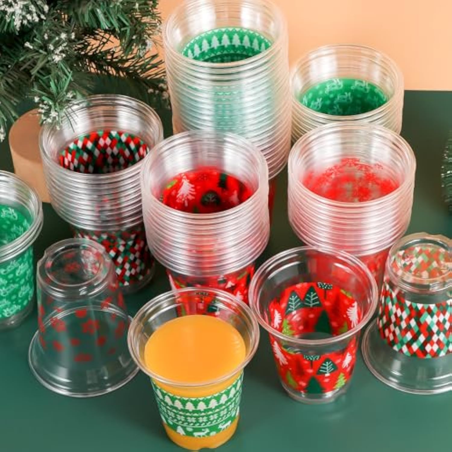 72 Pack Christmas Cups Disposable -14Oz Holiday Plastic Cups For Xmas Holiday Christmas Party Decorations