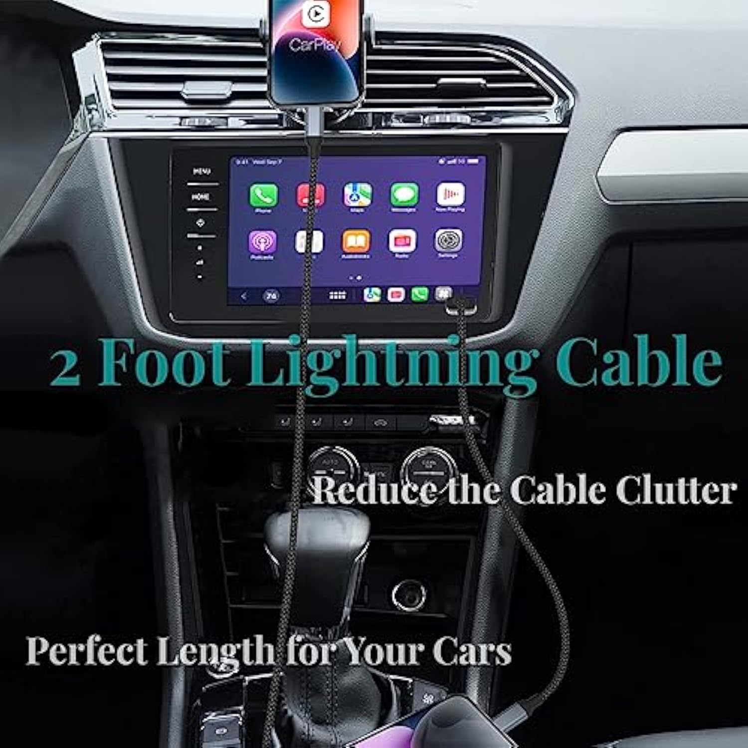 2 Ft Iphone Charging Cable, 2 Pack [Mfi Certified] Usb To Lightning Cable 2Ft For Car Fast Charging Braided Short Iphone Cord Compatible With Apple Iphone 14/13/12/11Pro/X/Xr/8/7/6S/Plus/Se/Ipad