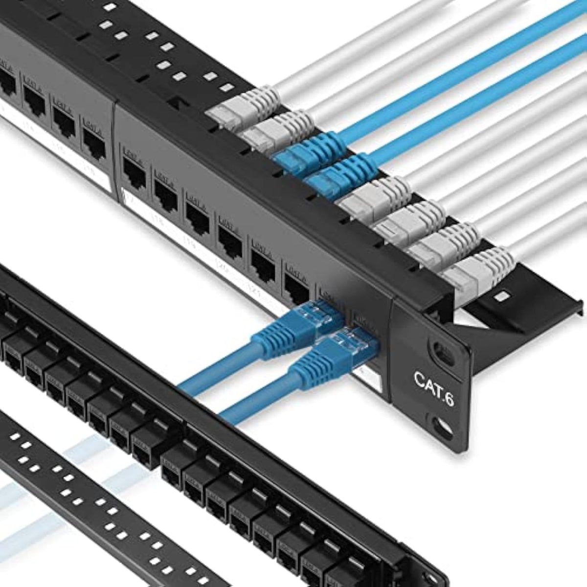 Patch Panel 24 Port Cat6 With Inline Keystone 10G Support, Pass-Thru Coupler P
