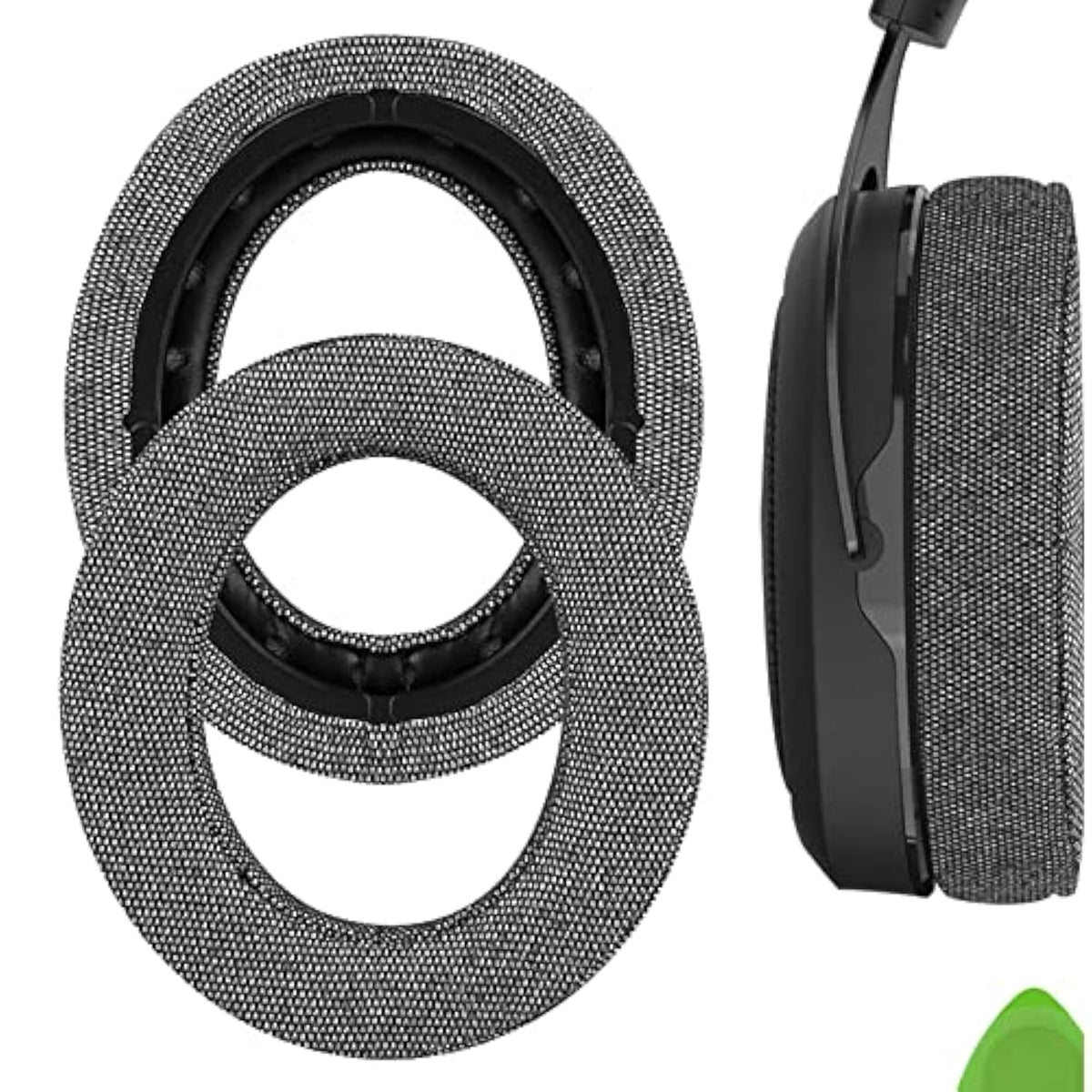Geekria Comfort Linen Replacement Ear Pads for Corsair HS70 PRO, HS60 PRO, HS50 PRO Headphones Ear Cushions, Repair Parts (Grey)
