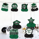 9Pcs Graduation Table Honeycomb Centerpieces, 2026 Green Black Congrats Grad Centerpieces for Tables Honeycomb for Class of 2026 Graduation Party Table Decorations