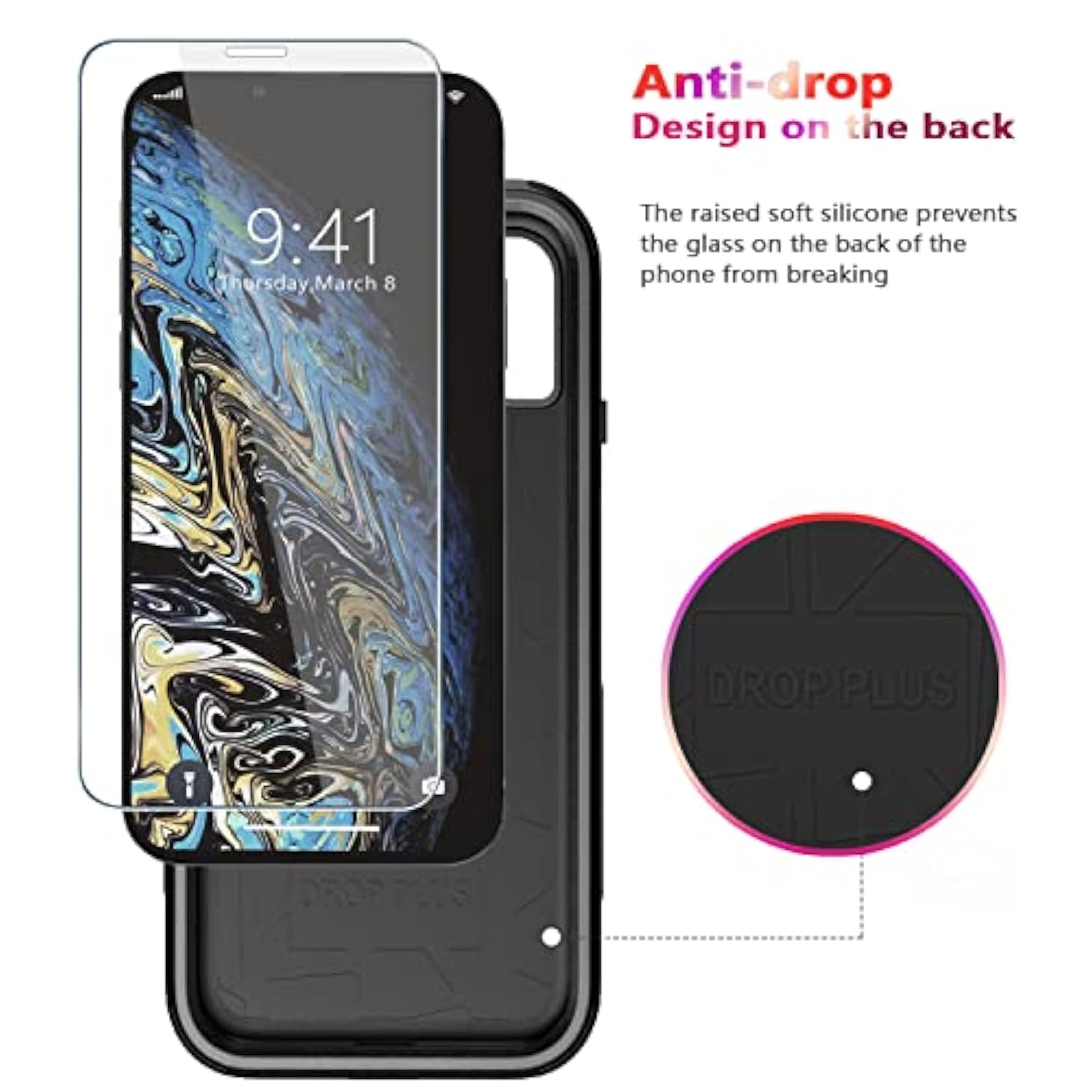 For Iphone X Case/Iphone Xs Case [Shockproof] [Dropproof] [Tempered Glass Screen Protector ] Heavy Duty Protection Phone Case Cover For Iphone X/Xs (Black)
