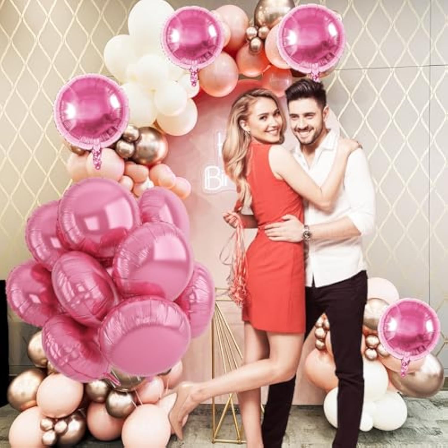 20Pcs 18 Inch Round Foil Balloon, Pink Round Shaped Balloons, Light Pink Round Shape Foil Aluminum Balloons For Birthday Party Wedding Bridal Shower Celebration Engagement Anniversary Baby Shower