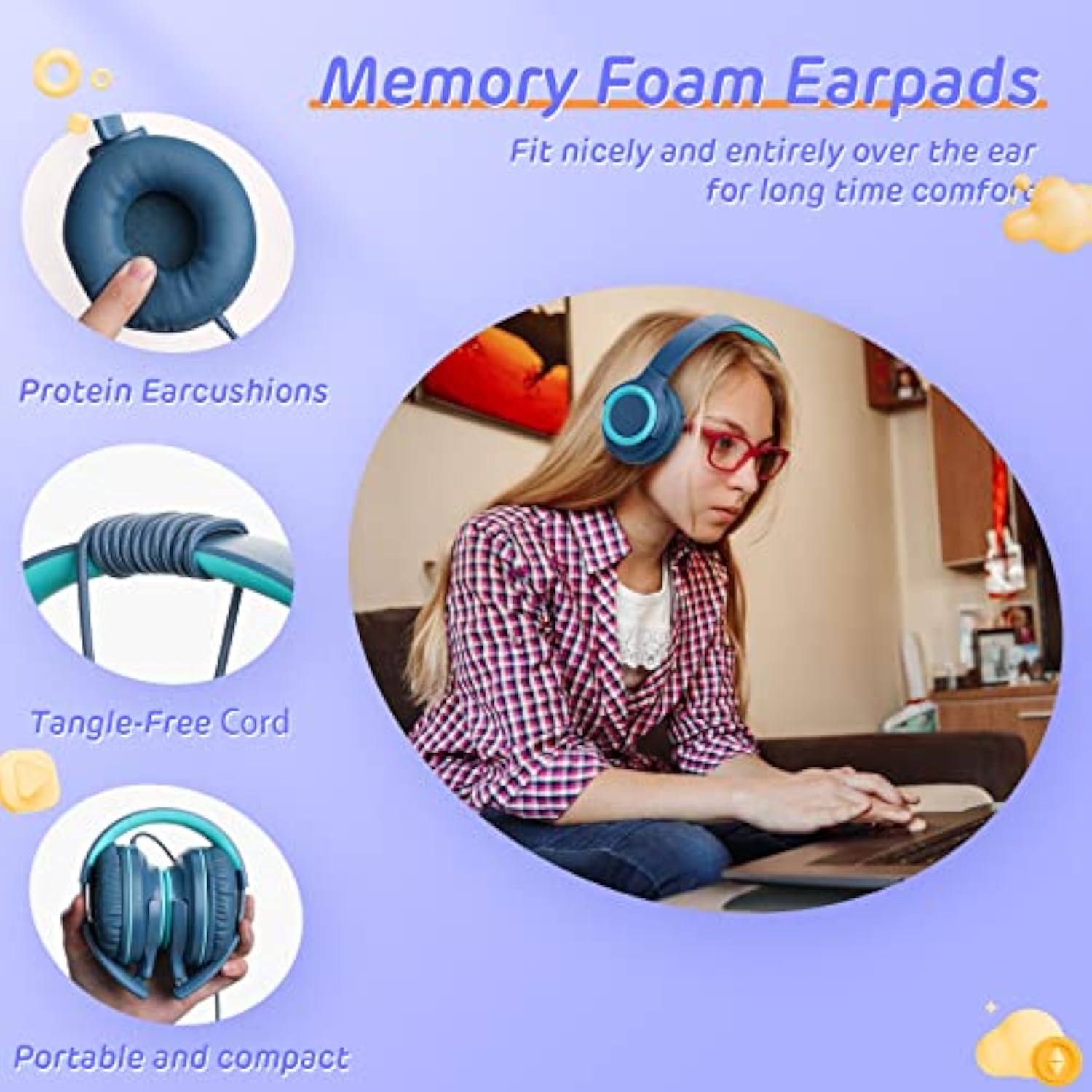 Kids Headphones,Kids Headphones For School, Kids Wired Headphones With Volume