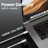 Usb-C 3.2 Gen 2X2 Cable - 10Ft, 20Gbps/100W Fast Charge, 4K 60Hz Video, Right Angle, Compatible With Macbook Pro, Ipad, Galaxy S22, Usb-C Monitors (Grey)