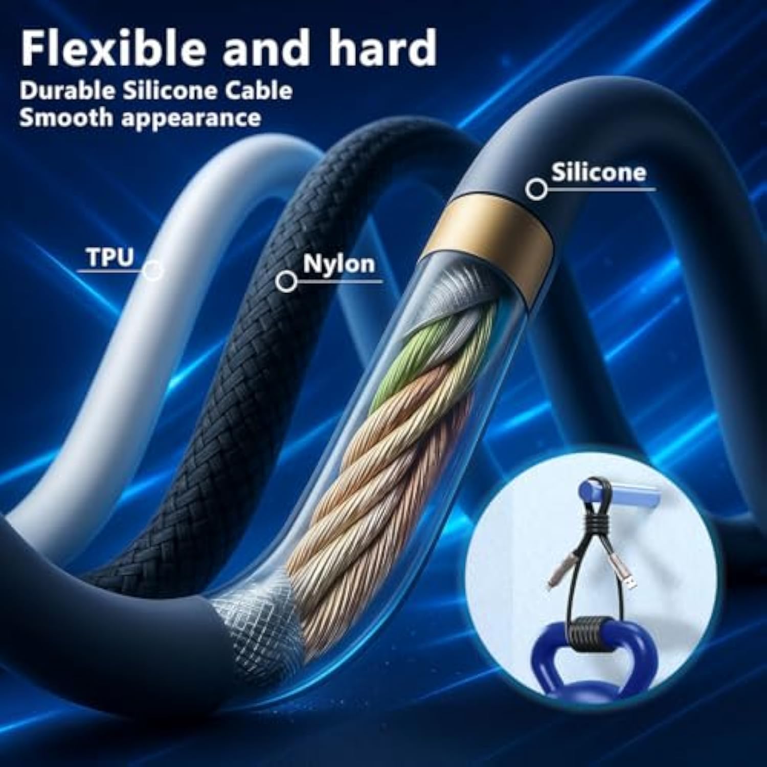 240W 4-In-1 Multi Usb Charging Cable With Led Indicator, Fast Charging & Data Sync, Usb-A, Usb-C, Ios Connectors For Iphone, Samsung, Laptop, 4Ft (Rich Black)