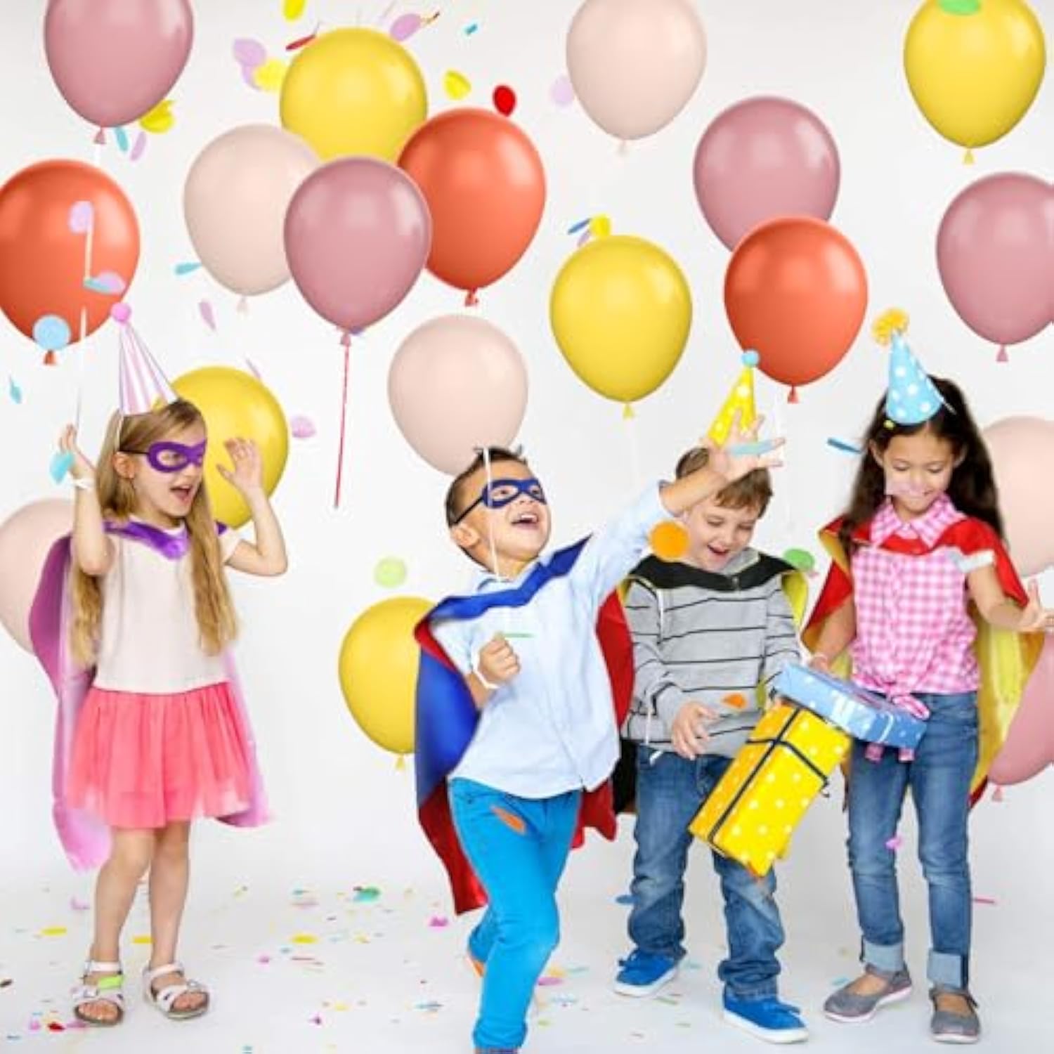 Boho Pastel Balloons: 50pc Orange, Pink, Yellow Latex Party Decor