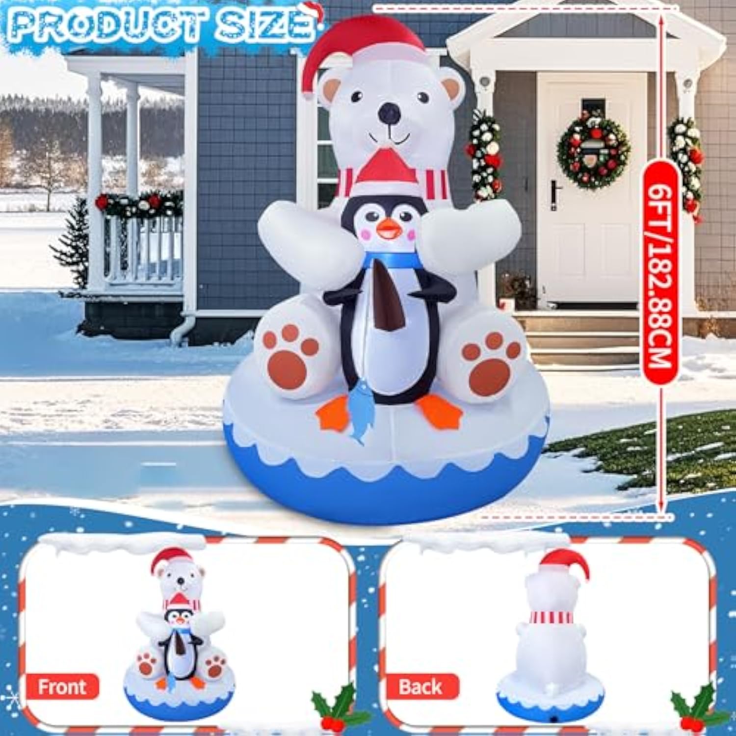 2025 Christmas Inflatable Polar Bear 6Ft Polar Bear And Penguin Fishing Christmas Inflatables Outdoor Decoration Xmas Bl