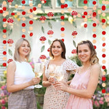 Mushroom Party Garland Woodland Decorations Fairy Tale Banners Enchanted Forest Hanging Streamers For Birthday Baby Shower Bridal Garden Home Classroom Jungle Wonderland Decor Supplies 4Pcs