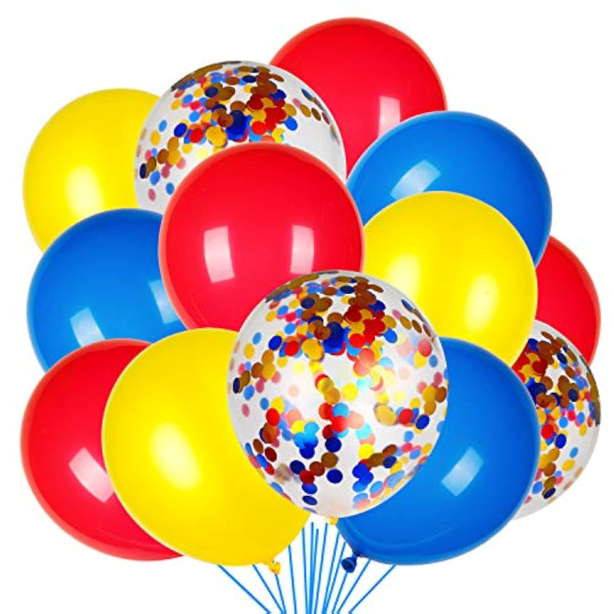 80-Pack Red, Yellow & Blue Latex+Confetti Balloons for Paw & Circus Parties