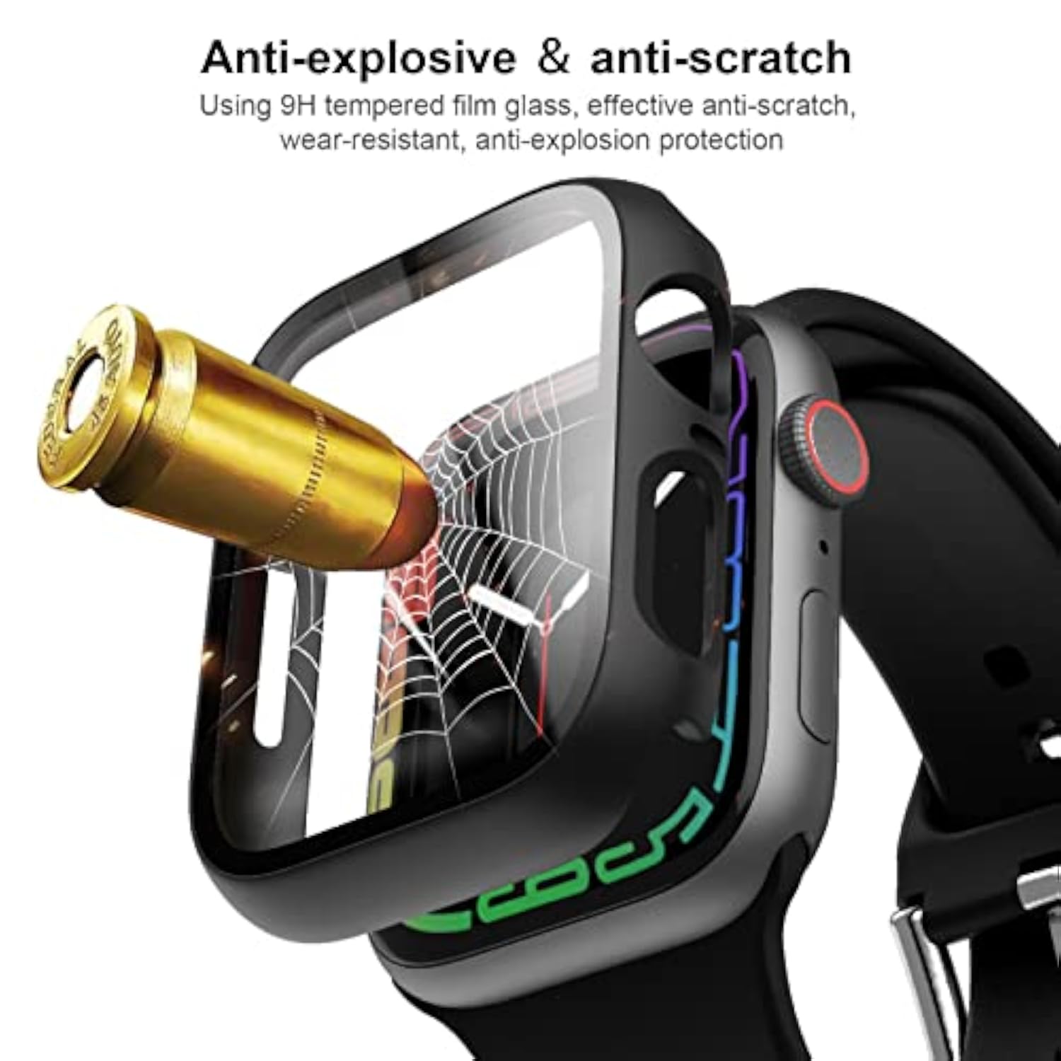 6 Pack Case with Screen Protector for Apple Watch Series 9/8/7 41mm