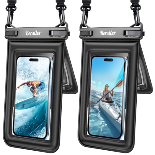 Floating Waterproof Phone Pouch 2 Pack, IPX8 Waterproof Phone Case with Double Space, Beach Cruise Vocation Essentials, Underwater Cell Phone Dry Bag