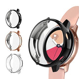 3 Pack Case Compatible With Samsung Galaxy Watch Active Screen Protector 40Mm, Tpu Slim Plated Scractch-Resist Case All Around Protective Bumper Shell Cover, Black/Clear/Gold