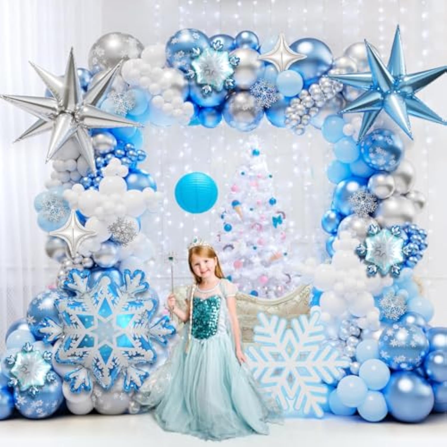 Frozen Balloon Arch Garland Kit, Pink Snow Balloon Arch With Pink Red Silver White Balloons For Baby Shower Girl Frozen Birthday Party Decorations