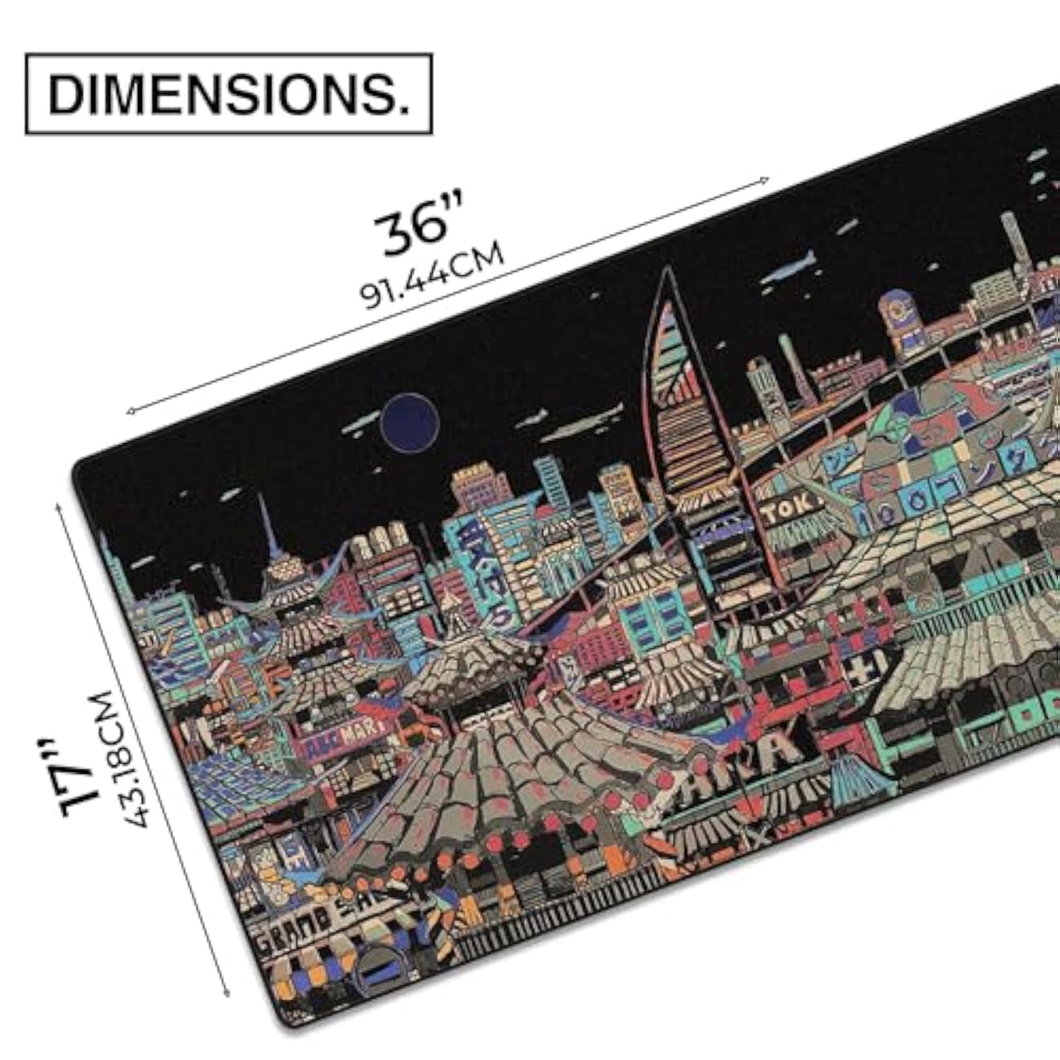 Masterpiece Large Gaming Desk Pad - 36" X 17" Aeroglyde Fabric Ichiba-Night Desk Mats - Washable, Smooth Glide For Precision Gaming & Work