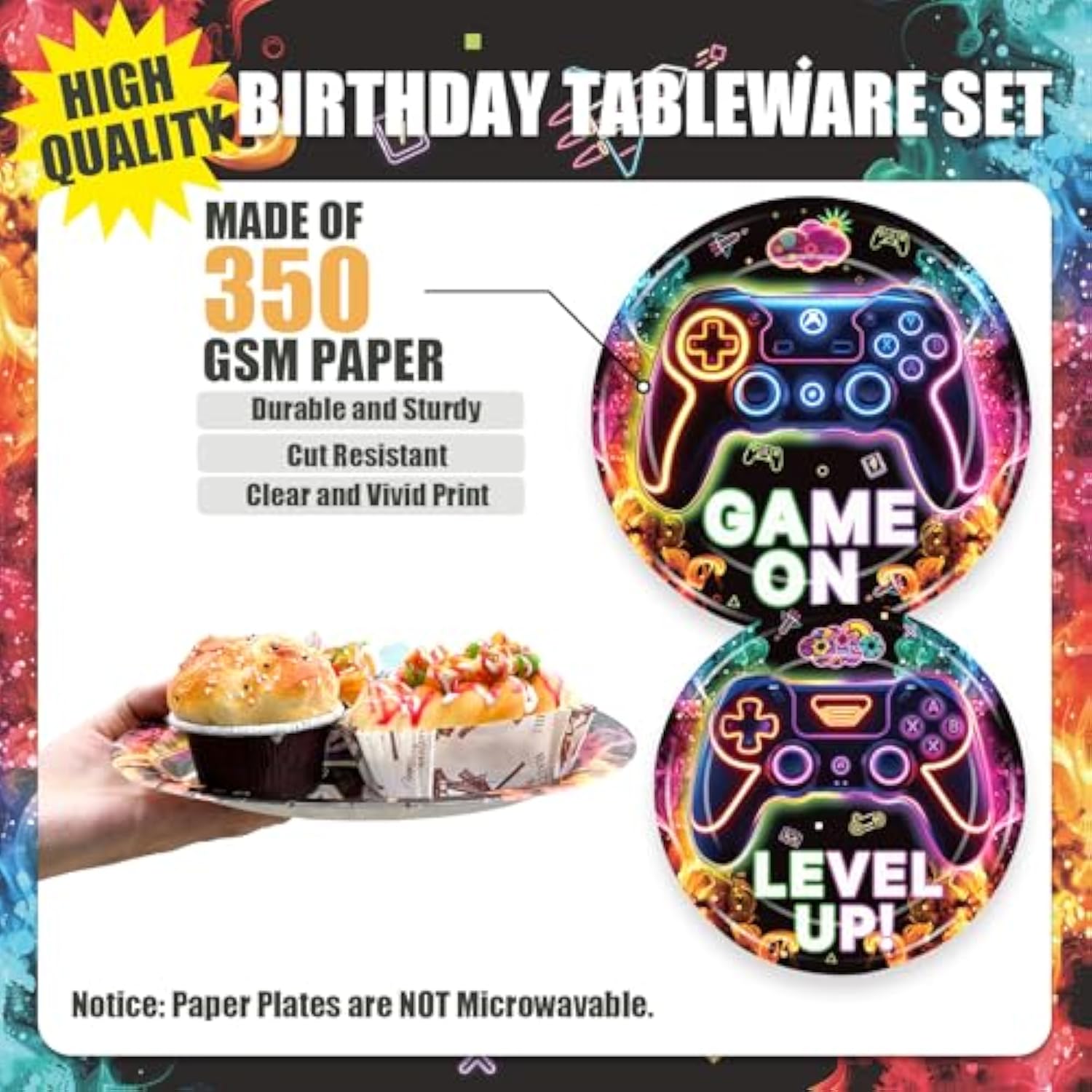 168 Pcs Video Game Plates And Napkins Gamer Party Supplies Gaming Birthday Decorations Neon Party Favors Paper Cups Disposable Tableware Set For Boys Girls Kids Birthday Party Decorations Serve 24