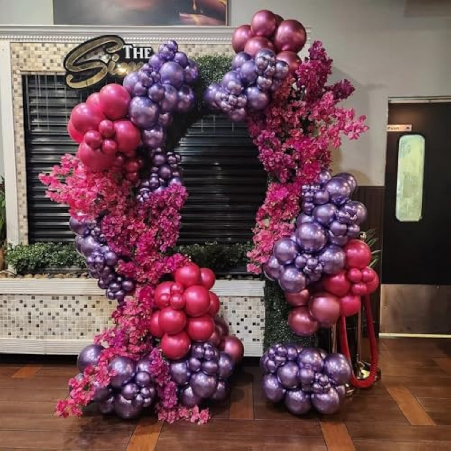 123pcs Chrome Hot Pink Balloon Garland Kit in Various Sizes for Birthday & Wedding Decor