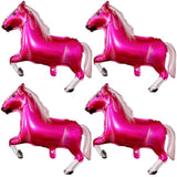 4-Pack Pink Cowgirl Horse Balloons for Western Horse Theme Birthday Parties